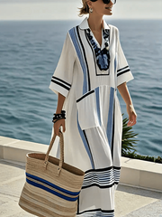 Women Summer Loose Striped Print Dress