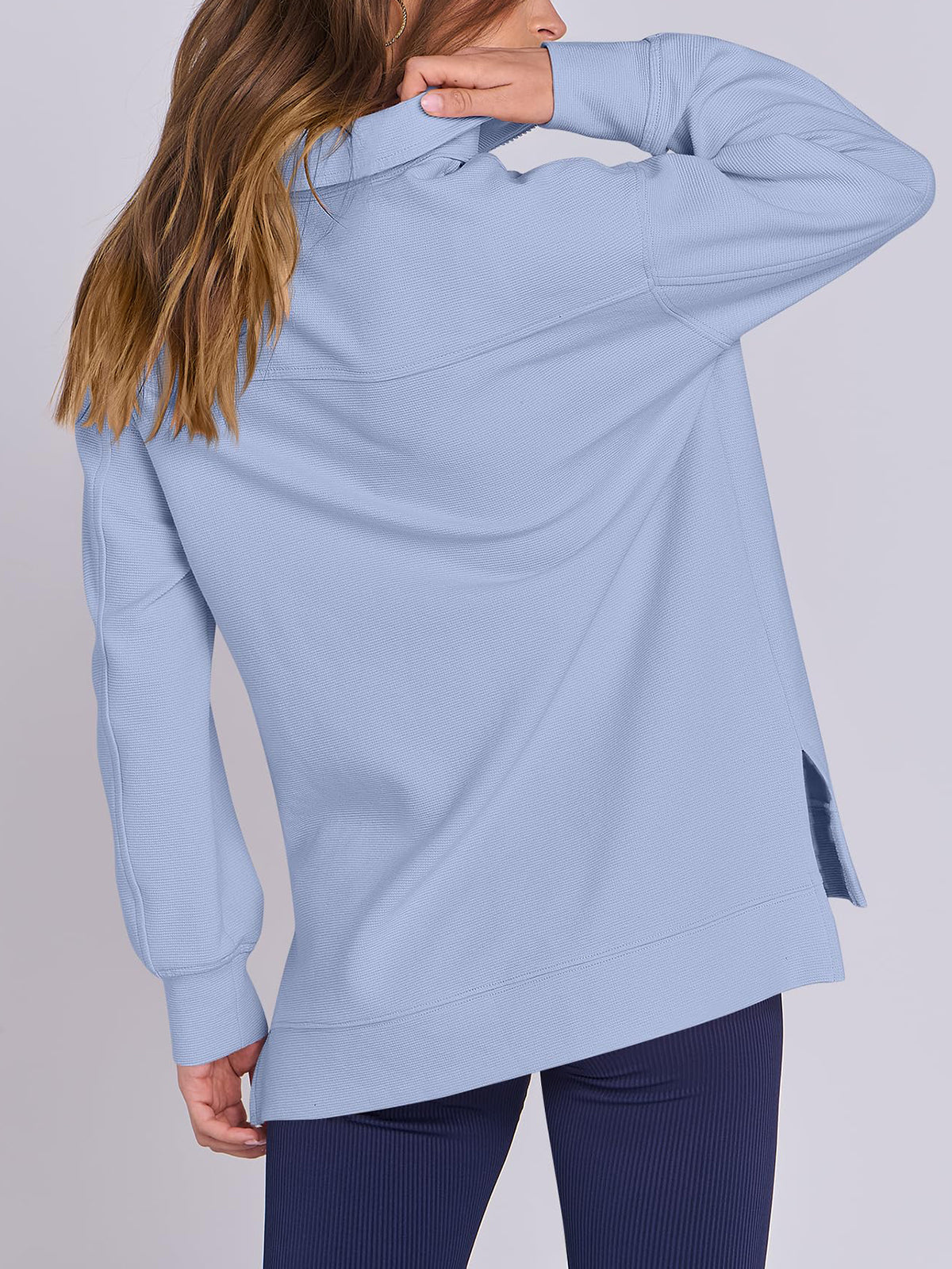 Women's Oversized High Neck Half Zip Knit Sweatshirt (Buy 2 Free Shipping)