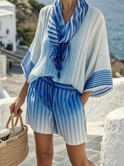 Ladies' Striped Gradient Loose Casual Suit