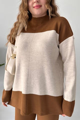 Long Sleeves Two piece Panel Knitted Suit Set