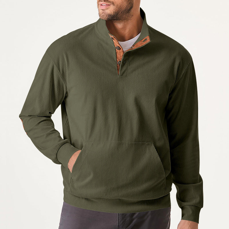 Men's Casual Long Sleeve Stand Collar Pullover Sweatshirts With Pocket