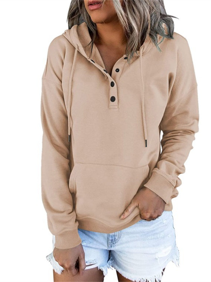 Women's Fashion Ladies Temperament Elegant Commuter Solid Color Pullover Hooded Drawstring Insert Pockets Sweater