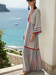 Women'S Loose Striped Print Dress