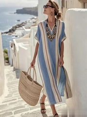 Women'S Loose Striped Print Dress