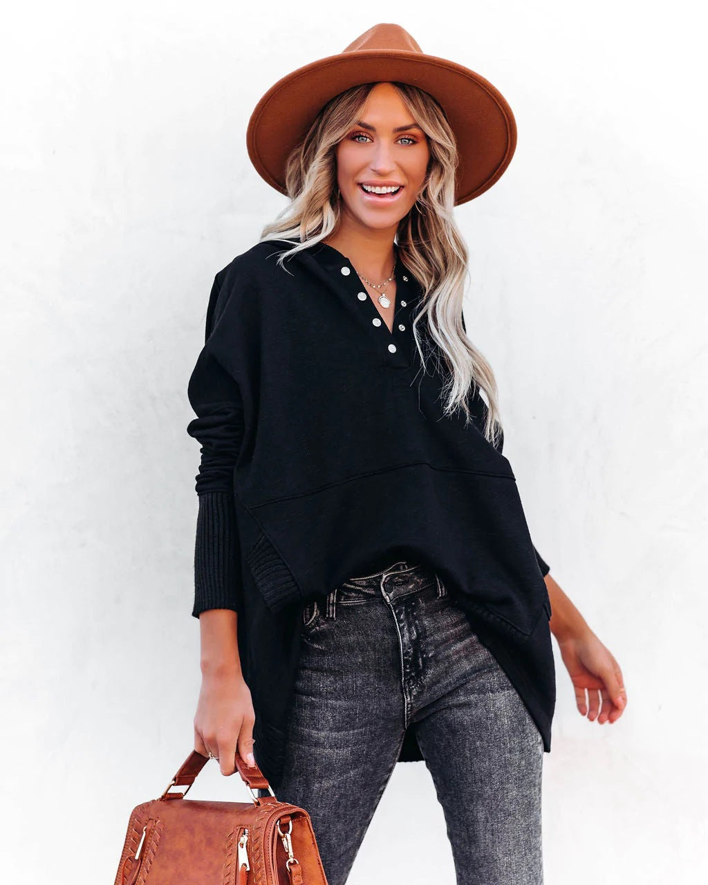 Oversized Pullover Sweatshirt with Pockets—Buy 2 Free Shipping