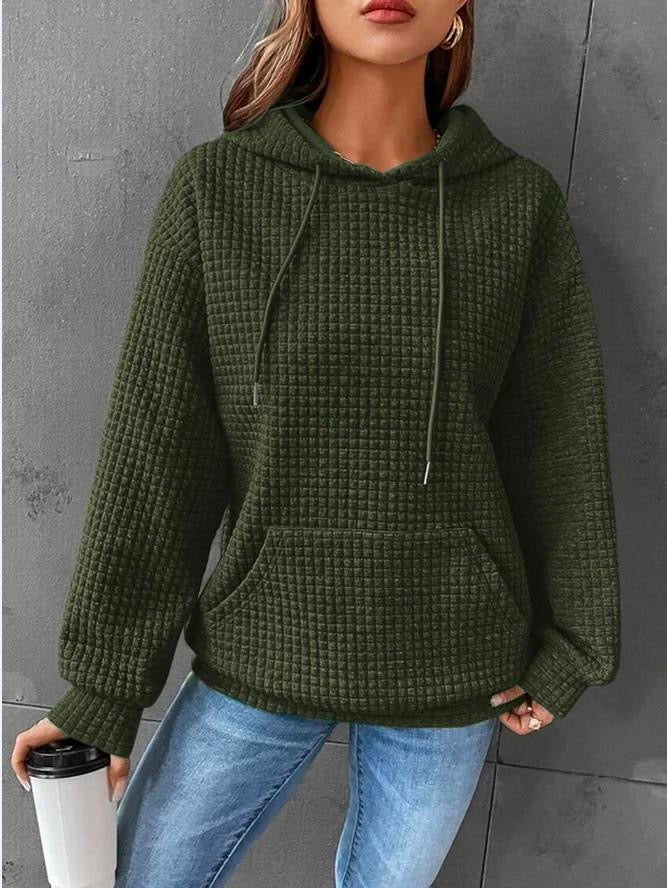 Women's Casual Waffle Hoodie Sweatshirt