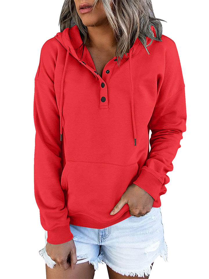 Women's Fashion Ladies Temperament Elegant Commuter Solid Color Pullover Hooded Drawstring Insert Pockets Sweater