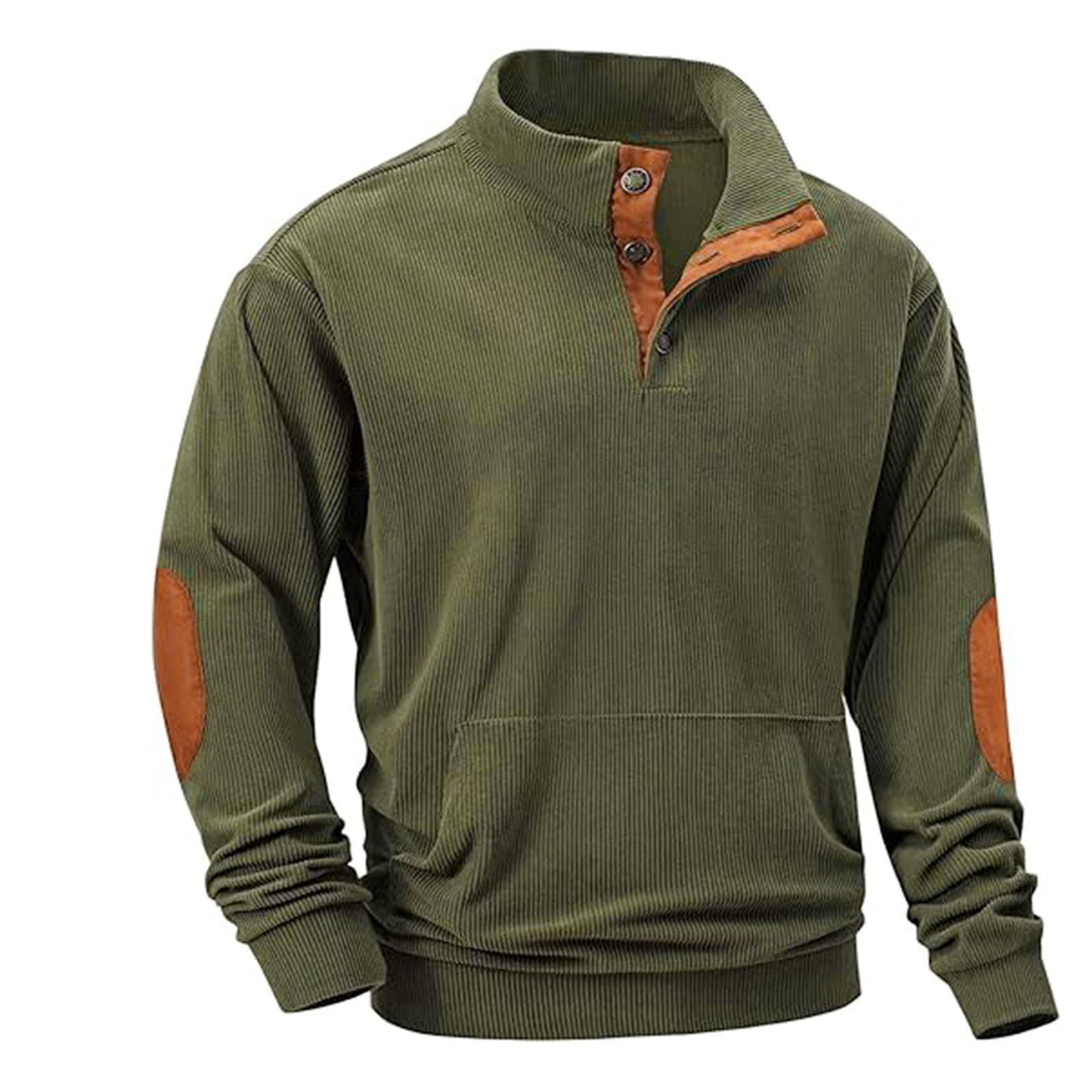 Men's Casual Long Sleeve Stand Collar Pullover Sweatshirts With Pocket