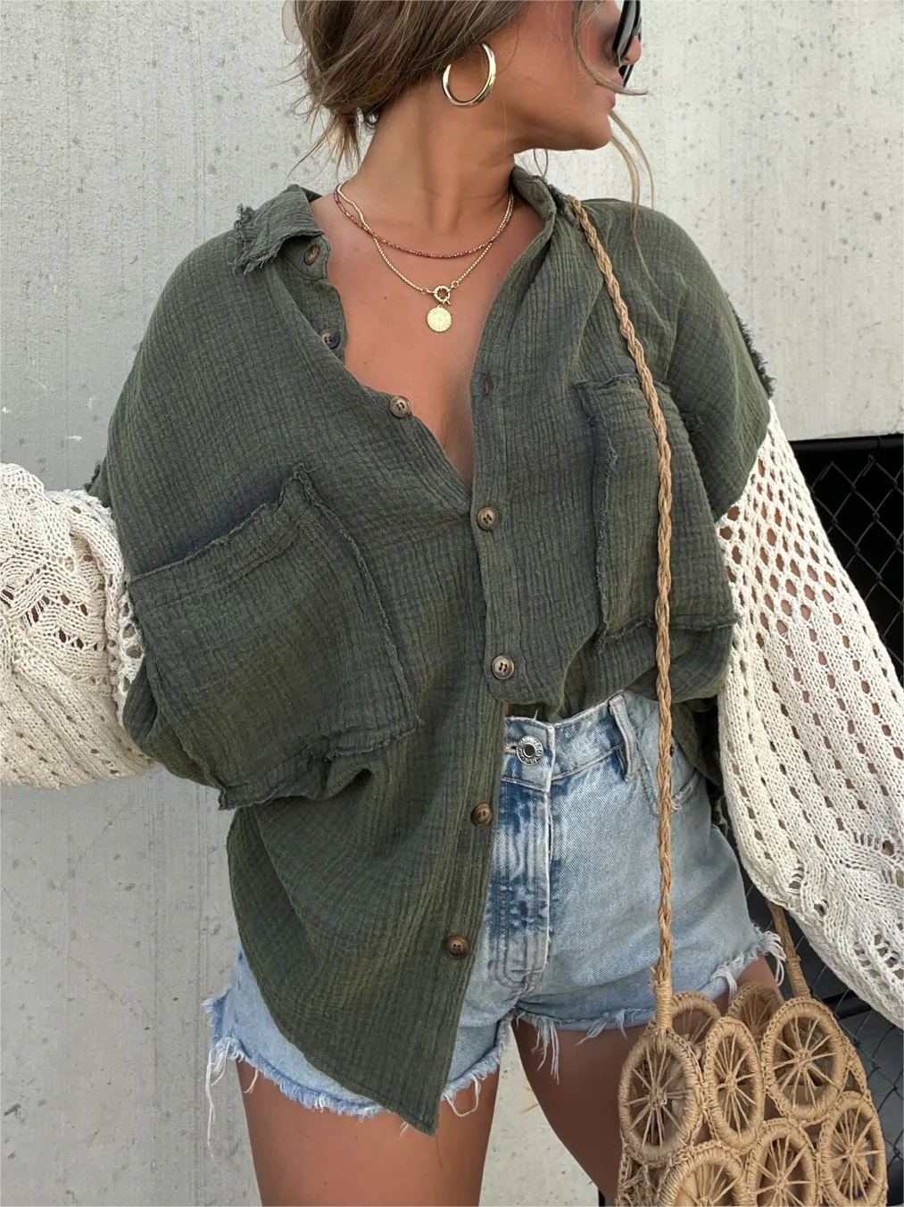 2024 New Boho Crochet Sleeve Shacket (Buy 2 Free Shipping)