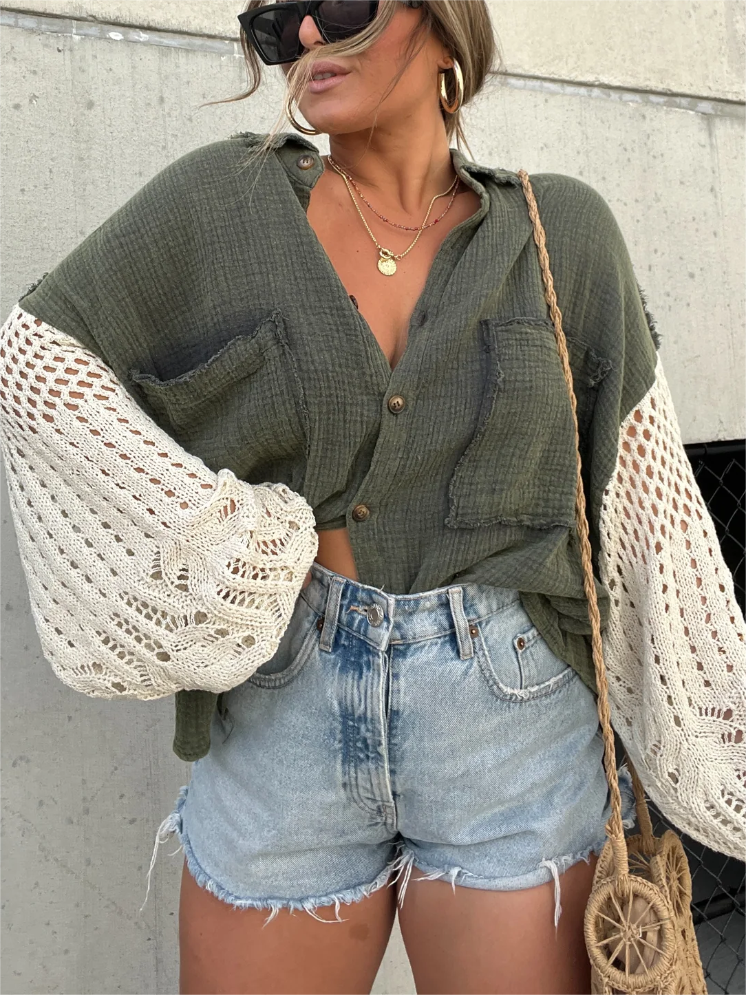 2024 New Boho Crochet Sleeve Shacket (Buy 2 Free Shipping)