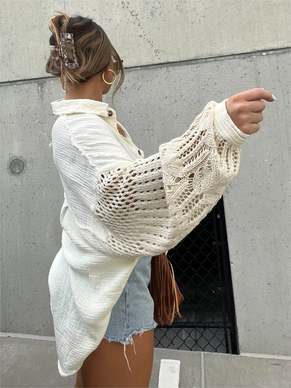2024 New Boho Crochet Sleeve Shacket (Buy 2 Free Shipping)