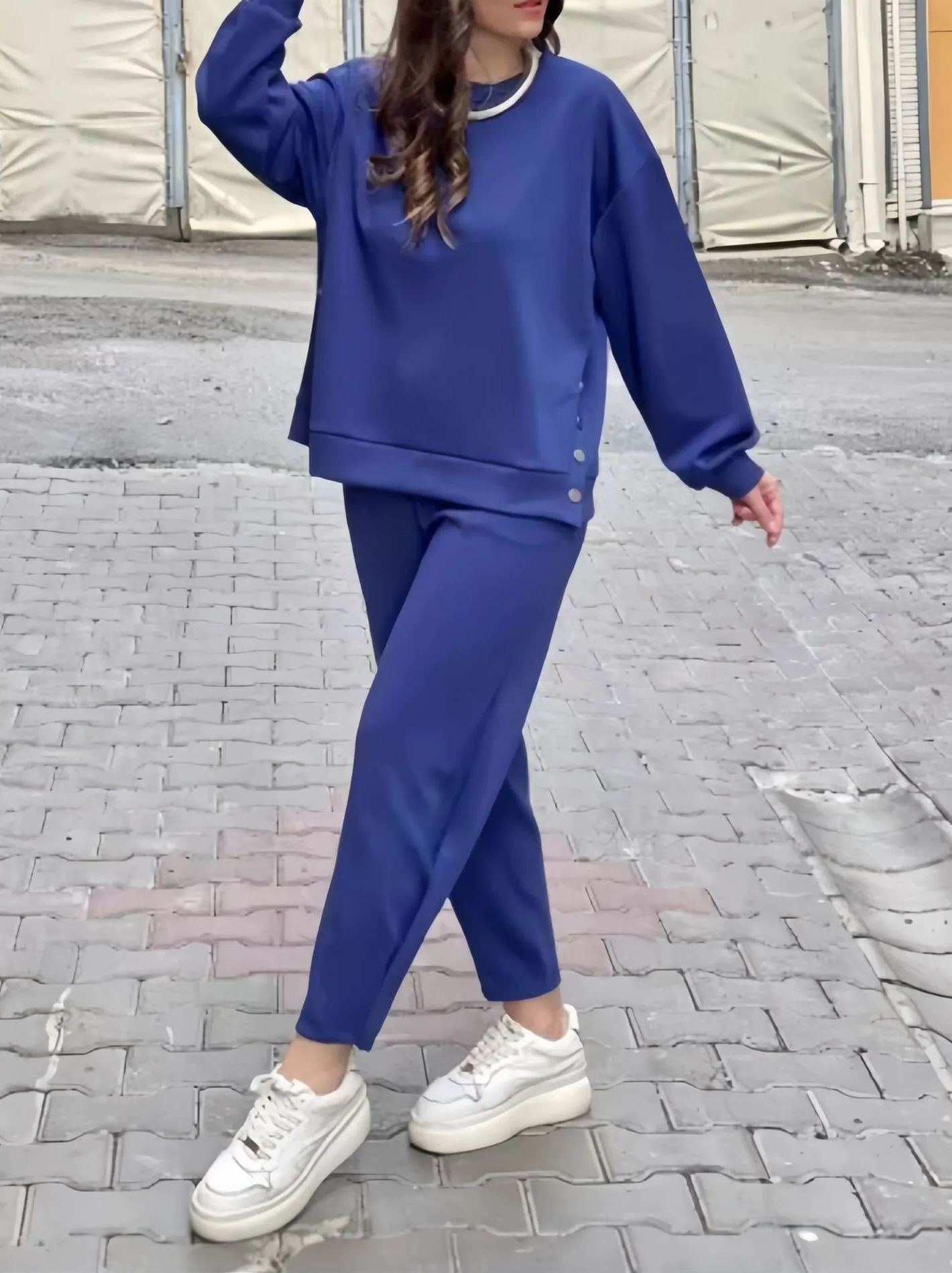 Button Split sweater & Pants set