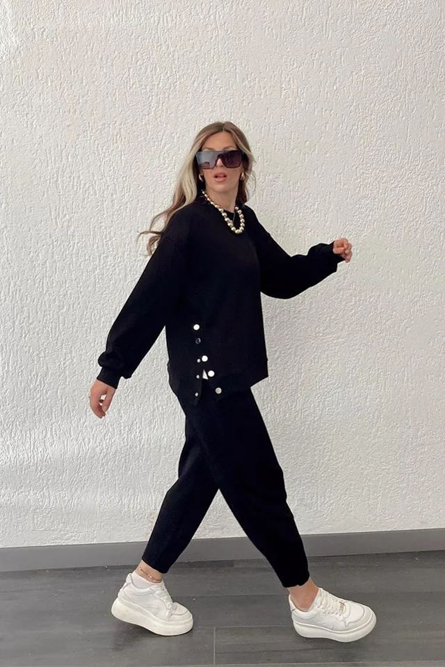 Button Split sweater & Pants set