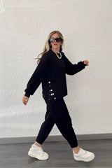 Button Split sweater & Pants set