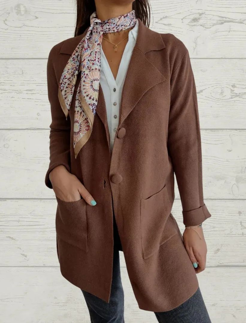 Women's Lapel fleece  Long Sleeve Coat