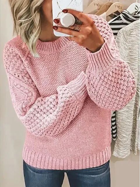 Women's Oversized Cotton Long Sleeve Stylish Casual Soft Solid Sweater