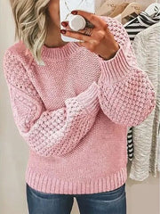 Women's Oversized Cotton Long Sleeve Stylish Casual Soft Solid Sweater