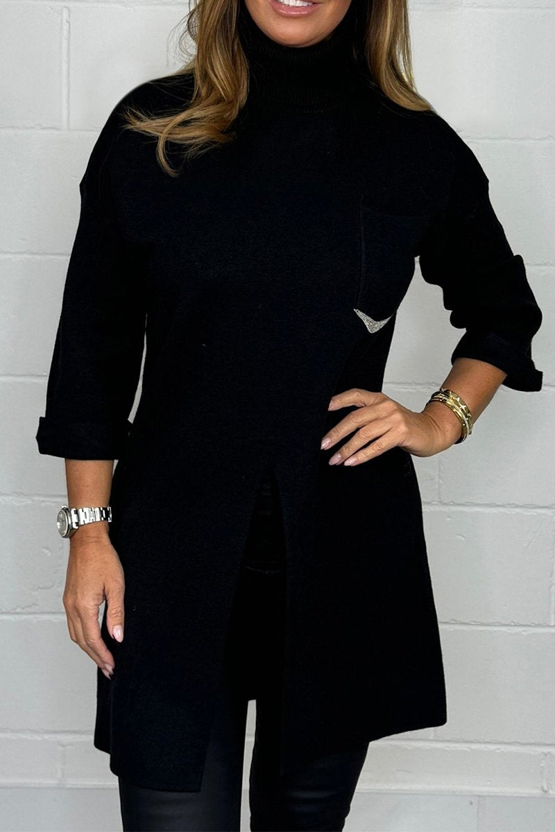 Women's Casual Solid Color Irregular Knit Top