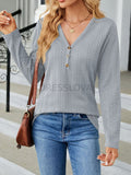 Buttoned Loose  Casual T-Shirt