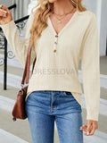 Buttoned Loose  Casual T-Shirt